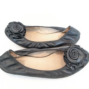 Sz 39 Valentino Black Vintage Floral Flats